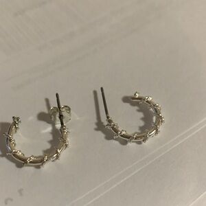 Sterling Silver Textured Hoop Earrings - Women's Jewelry